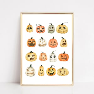 pumpkin art | halloween decor | halloween printable wall art | watercolor halloween poster | pumpkin wall art | kikiandnim | digital print
