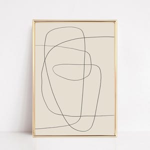 Abstract Scribble Fine Line Art Print | Minimalist Home Decor | Neutral Printable Wall Art | Living Room Decor | KIKIANDNIM | Digital Print