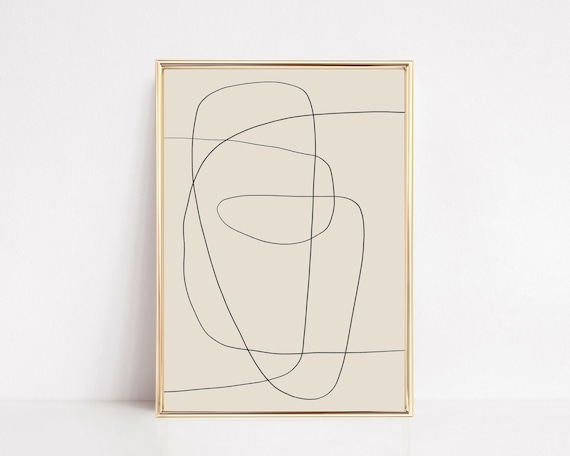 Abstract Scribble Fine Line Art Print | Minimalist Home Decor | Neutral Printable Wall Art | Living Room Decor | KIKIANDNIM | Digital Print