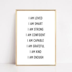 Kids Daily Affirmations Print | Minimalist Nursery Decor | Inspirational Wall Art (Digital Download)