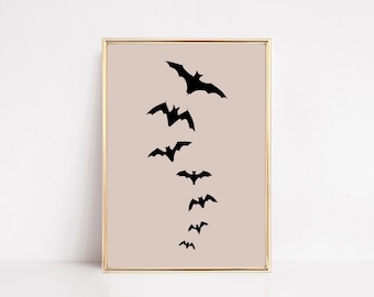 bats wall art | pink witchy decor | cute halloween decor | witchy wall decor |  halloween printable wall art | kikiandnim | digital art