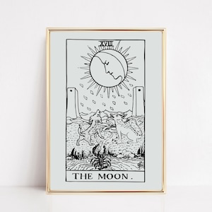 arte de la carta del tarot de la luna / decoración occidental de Halloween / impresión de arte de la pared de Halloween / cartel de Halloween / imprimible de Halloween / kikiandnim / arte digital