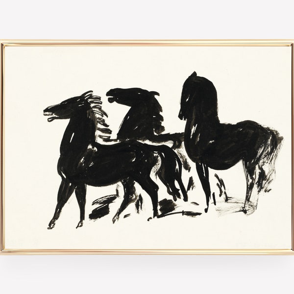 vintage horse art print | antique horse etching | vintage printable wall art | farmhouse decor | equestrian print | digital download