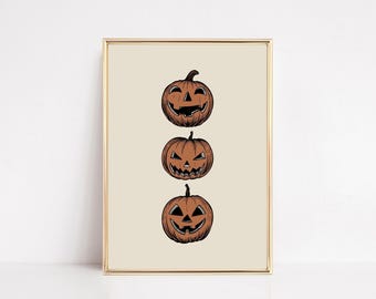 Sketchy Pumpkins Halloween Art Print | Jack O' Lantern Decor | Halloween Printable Wall Art (Digital Download)