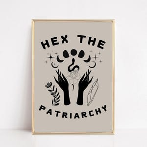 witchy halloween decor | hex the patriarchy | witchy wall art | halloween wall art | trendy halloween prints | kikiandnim printable wall art