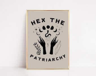 witchy halloween decor | hex the patriarchy | witchy wall art | halloween wall art | trendy halloween prints | kikiandnim printable wall art