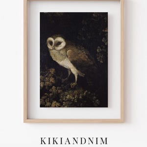 dark academia wall art | moody decor | vintage halloween decor | gothic wall art | vintage owl painting | kikiandnim | digital print image 11