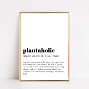 plantaholic definition print | plant lover gift idea | kitchen print | funny home decor | plants printable | digital download