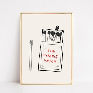 printable valentine decor | gift for him | trendy wall art | aesthetic apartment decor | perfect match | kikiandnim | printable wall art