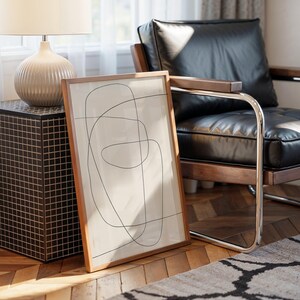 Abstract Scribble Fine Line Art Print | Minimalist Home Decor | Neutral Printable Wall Art | Living Room Decor | KIKIANDNIM | Digital Print image 3