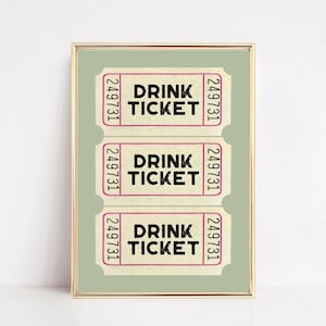 sage green wall art | drink ticket print | trendy bar cart decor | bar cart print | bar cart art | kikiandnim | digital wall art print