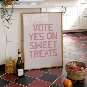 pink girly wall art | cute kitchen print | sweet treat sign | funny dorm decor | apartment decor | kikiandnim | digital download image 3