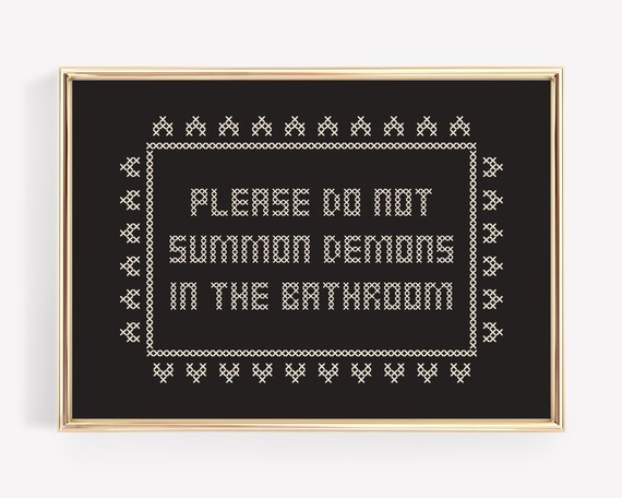 halloween bathroom decor | halloween bathroom wall art | gothic home decor | funny art | cross stitch wall art | kikiandnim | digital print