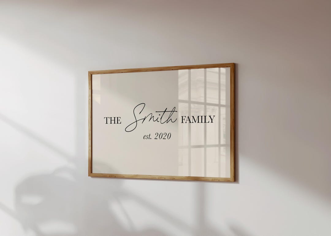 Custom Family Print | Personalized Gift | Minimalist Family Name Sign ...