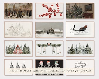 christmas frame tv art set of 70 | samsung frame tv art christmas | holiday frame tv art | the frame tv art | kikiandnim | digital download