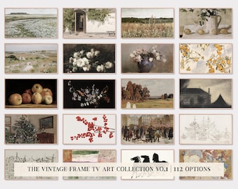 samsung frame tv art set of 112 | vintage art for frame tv | spring summer fall winter | the frame tv art | kikiandnim | digital tv art