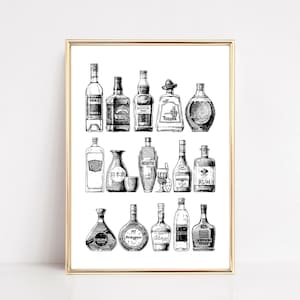 retro bar cart wall art | bar cart accessories | bar cart print | bar sign | retro bar art | kikiandnim | printable wall art