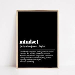 Mindset Definition Druck | Inspirierende Büro Dekoration | Minimalistische Kunst für Home Office | Motivierend Druck | KIKIANDNIM | Digitaler Download Bild 1