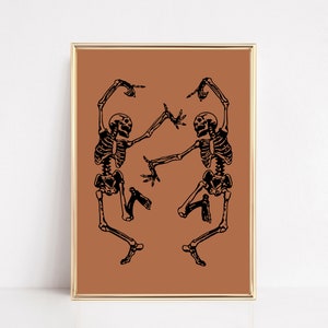 dancing skeletons print | funny halloween decor | spooky wall art | funny halloween printable wall art | halloween poster | digital download