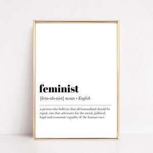 feminist definition print | feminist poster | inspirational wall art | office decor for her | minimalist typography art | digital download