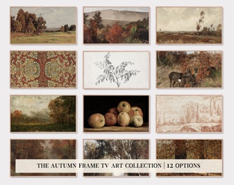 frame tv art set of 12 | samsung frame tv art autumn | vintage fall art for the frame tv | landscape paintings | kikiandnim | digital tv art