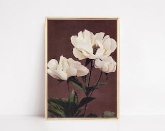 flower painting | moody botanical wall art print | antique wall art | vintage botanical print | kikiandnim | printable wall art