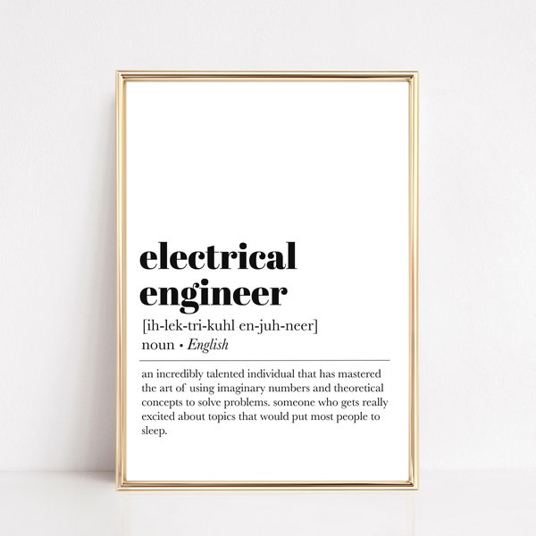electrical engineer definition print | electrical engineer gifts | engineer office decor | gift for engineers | grad gift | digital download
