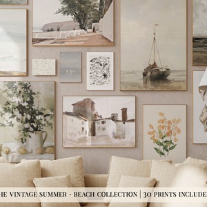 vintage beach wall art mega bundle | 30 BEACH PRINTS | nautical wall art | coastal art | beach house decor | kikiandnim digital prints