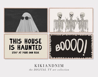 halloween frame tv art set | samsung frame tv art | funny skeletons | ghosts | the frame tv art | spooky art for frame tv | digital download