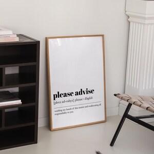 home office art | please advise definition print | funny home office decor | home office poster | office wall art | digital download image 4