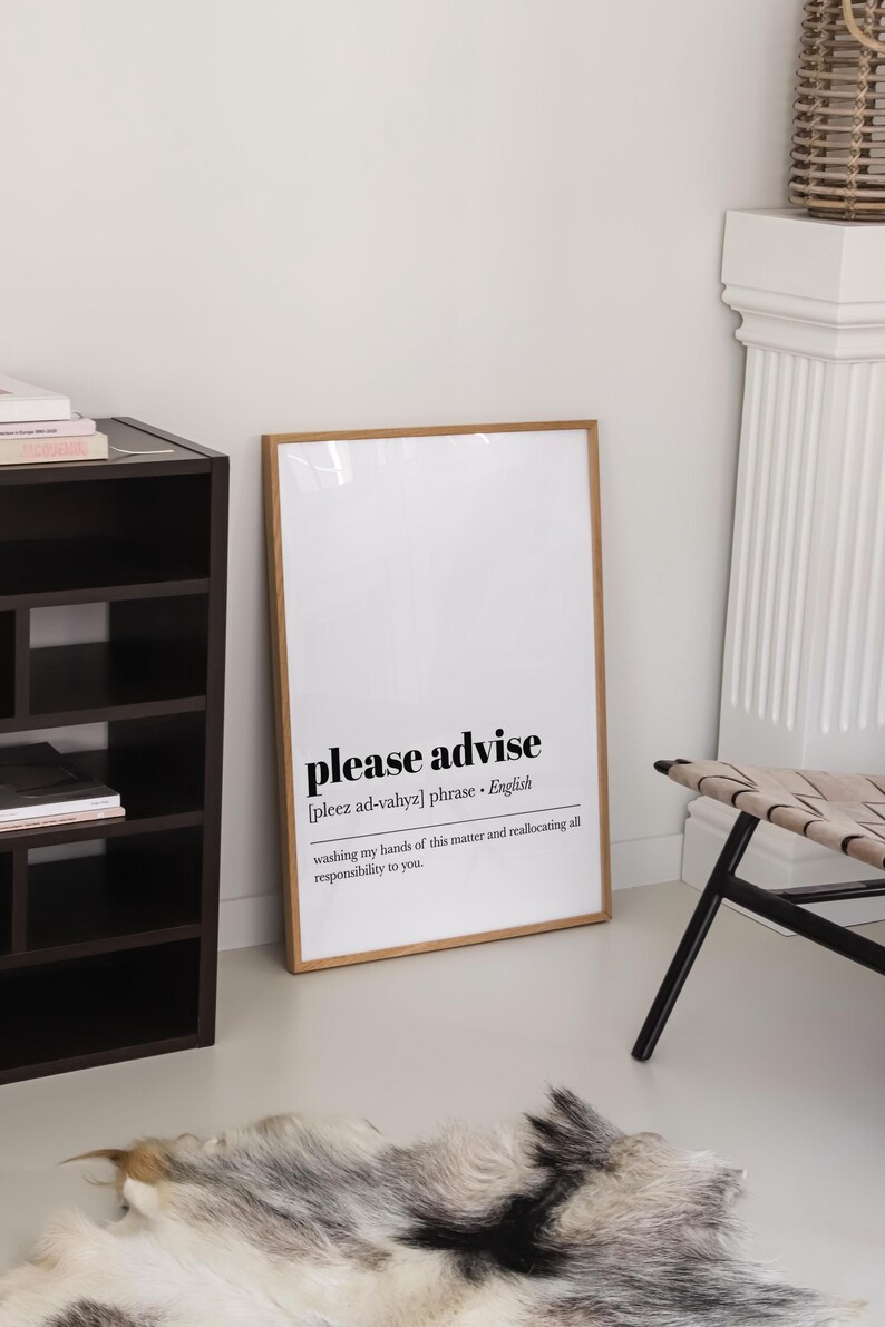 home office art | please advise definition print | funny home office decor | home office poster | office wall art | digital download image 4