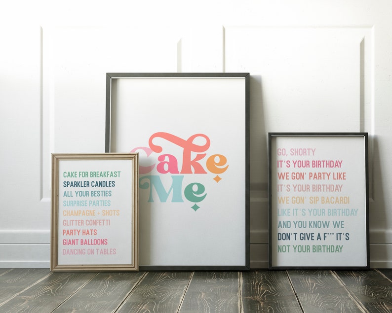 Colorful Birthday Wall Art Cute Birthday Decor Aesthetic Etsy