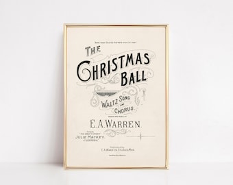 Vintage Christmas Ball Art Print | Antique Holiday Poster | Classic Christmas Decor (Digital Download)