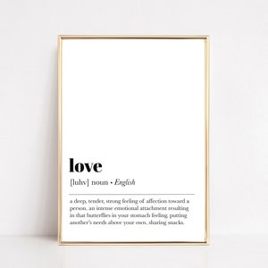 love definition print | love print | funny romantic wall art | minimalist poster | gift for husband | kikiandnim | printable wall art