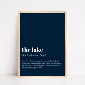 lake house decor | lake definition print | lake house gift | printable wall art for lake house | lake life sign | kikiandnim | digital print