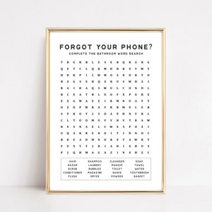 bathroom prints | forgot your phone print | guest bathroom decor | word search printable wall art | bathroom wall decor | digital download