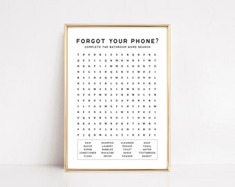 bathroom prints | forgot your phone print | guest bathroom decor | word search printable wall art | bathroom wall decor | digital download