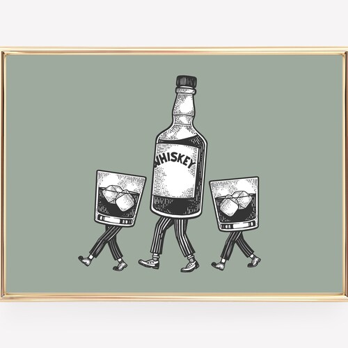 Printable Bar Cart Wall Decor Cocktail Print Bar Cart Art Etsy