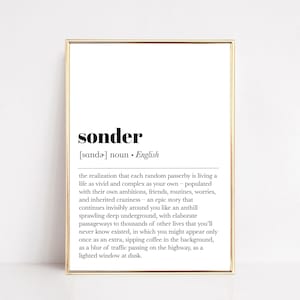 definición de sonder imprimible / definición inspiradora / definición de palabras arte de pared / cartel minimalista / arte de pared de decoración del hogar / descarga digital