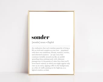 sonder definition printable | inspiring definition | word definition wall art | minimalist poster | home decor wall art | digital download