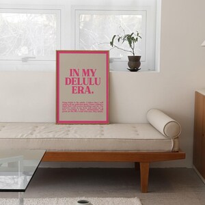 girly pink dorm wall art | be delulu | affirmation wall art | trendy retro wall art | pink wall decor | kikiandnim | printable wall art image 5