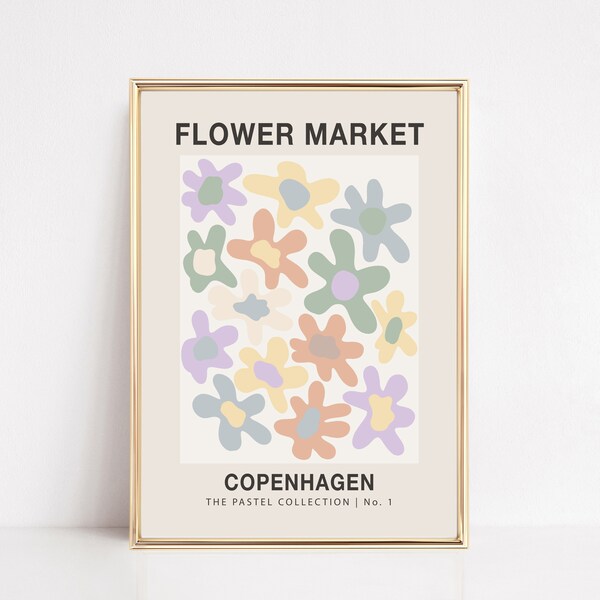 danish pastel flower market print | dorm decor for college girls | pastel wall art | danish pastel decor | kikiandnim | digital print