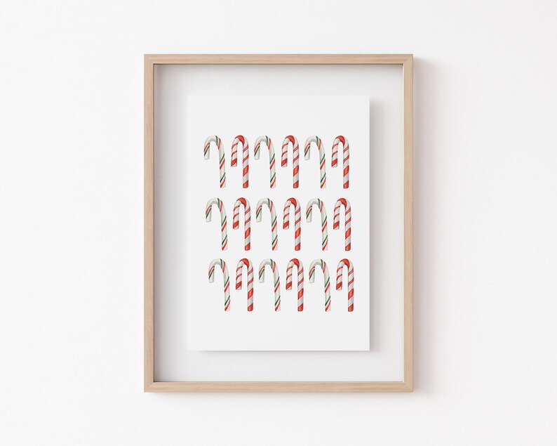 christmas candy cane decor | candy cane printable wall art | candy cane art | classic christmas wall art | kikiandnim | digital print image 3
