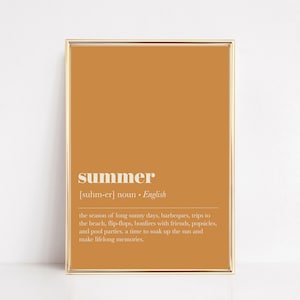 summer definition print | summer decor | summer wall art | yellow summer art | beach house sign | kikiandnim | digital print