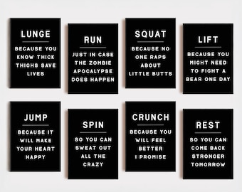 Home Gym Decor | 9 PRINTABLES | Motivational Gym Wall Art | Gym Decor | Minimalist Gym Posters | KIKIANDNIM | Printable Wall Art