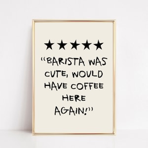 Grafika ścienna z kawą | wydruk z kawiarnią | plakat z kawą | wydruk z oceną baristy | prezent dla miłośnika kawy | wydruk do kuchni | kikiandnim | sztuka cyfrowa