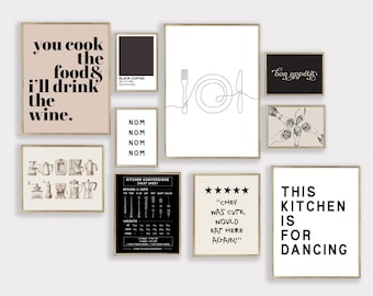 kitchen print set of 10 PRINTABLES | kitchen wall art | kitchen gallery wall | modern kitchen decor | minimalist kitchen art | kikiandnim