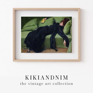 moody wall art | emerald green art | vintage bar cart print | dark academia decor | vintage woman portrait | kikiandnim | printable wall art image 9