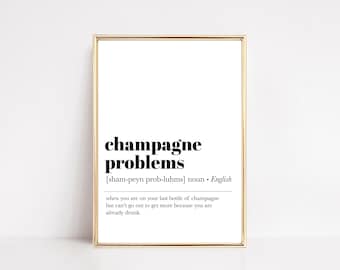 champagne problems definition print | champagne wall art | bar cart decor | bar cart accessories | bar wall art | kikiandnim | digital print