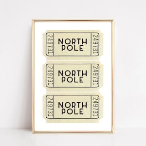 Noordpool ticket afdrukken | kerstafdruk | modern kerstdecor | Kerst kunst aan de muur | decoratie voor vakantiehuizen | kikiandnim | digitale afdruk